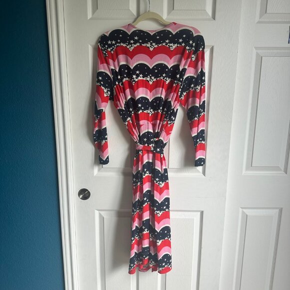 Joanie Clothing Diane Star Print Long Sleeve Wrap Dress 14 - Picture 8 of 10